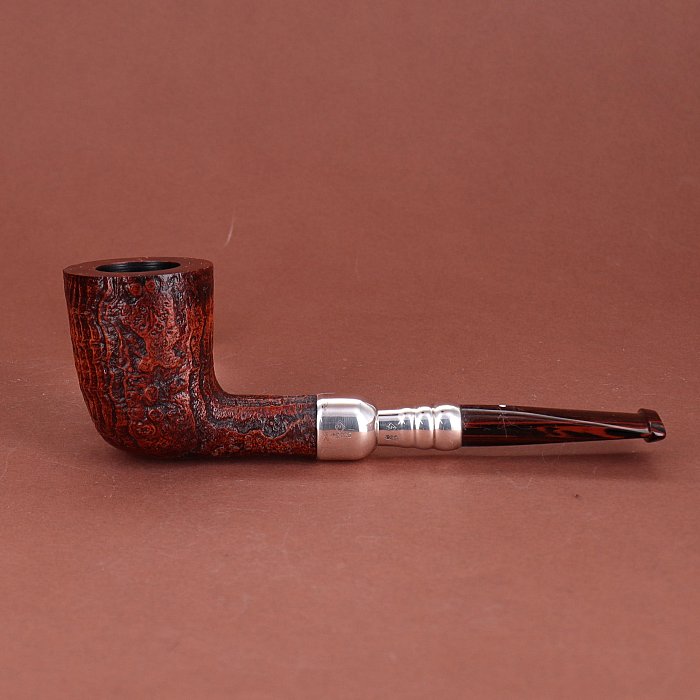 Pipa Dunhill CUMBERLAND 4105 sabbiata marrone shape dublin vera e spigot  in argento