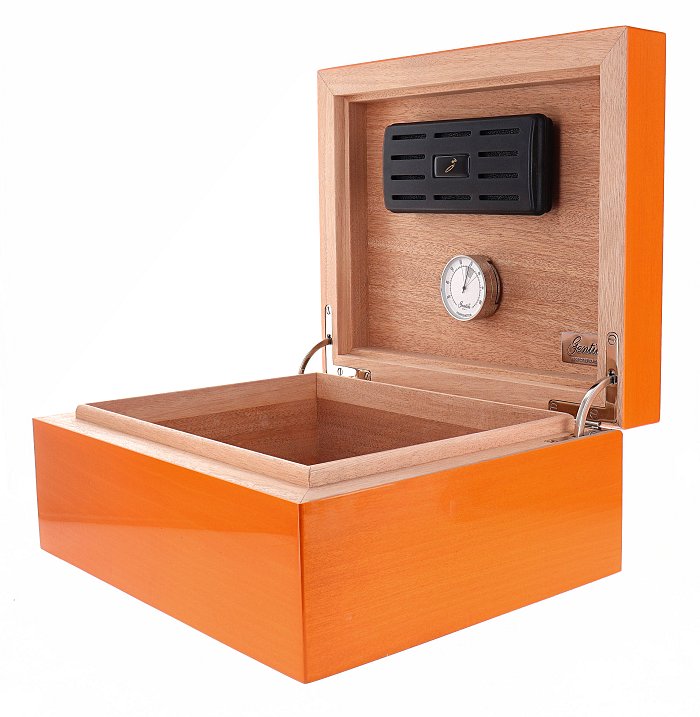 Gentili - Humidor Scatola Umidificata ARANCIONE per 50 Sigari o 100 Toscani