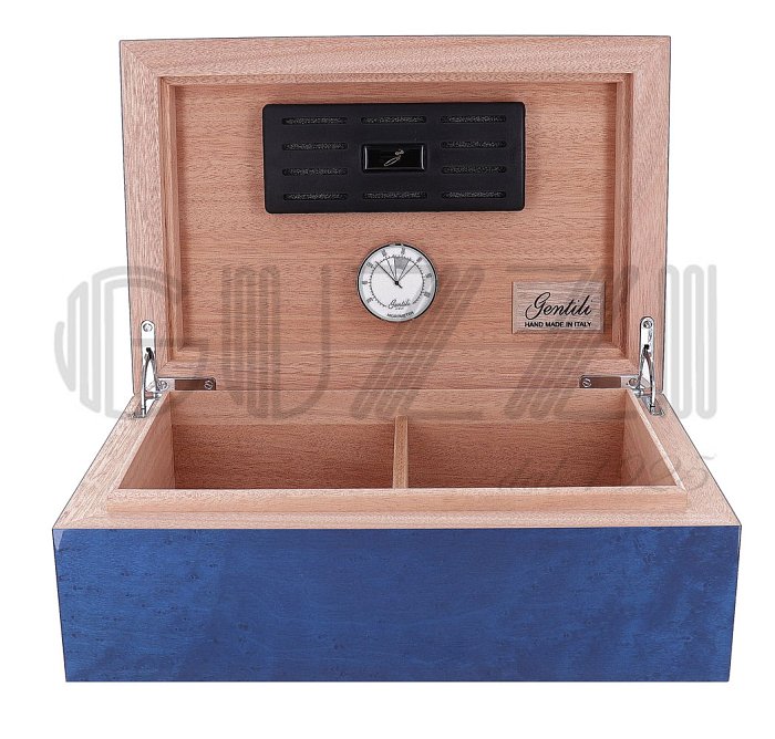 Gentili - Humidor Scatola Umidificata per 30 Sigari o Toscani - Blu
