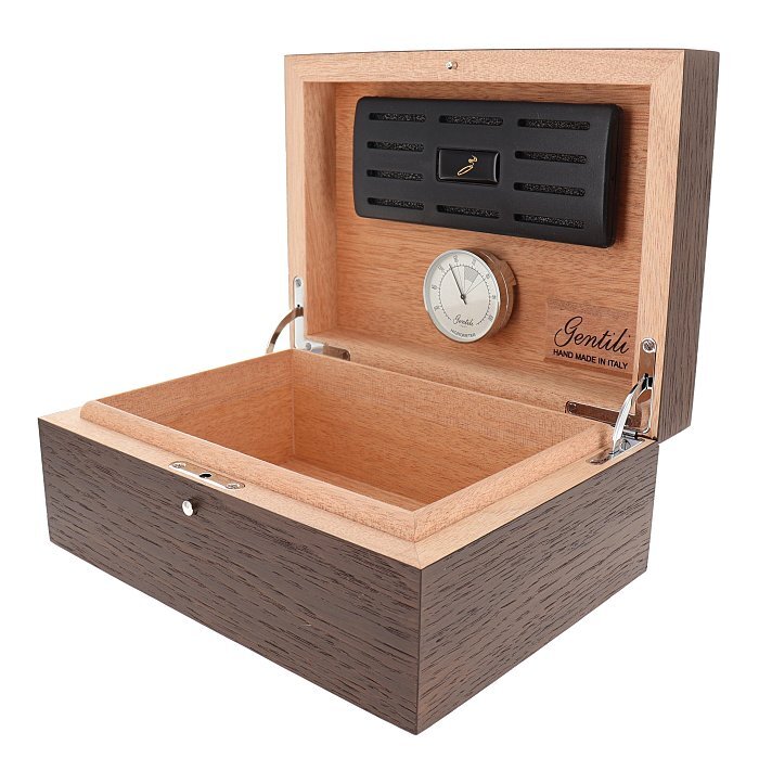 Gentili - Humidor Scatola Umidificata in Quercia di Palude per 20 Sigari o 40 Toscani