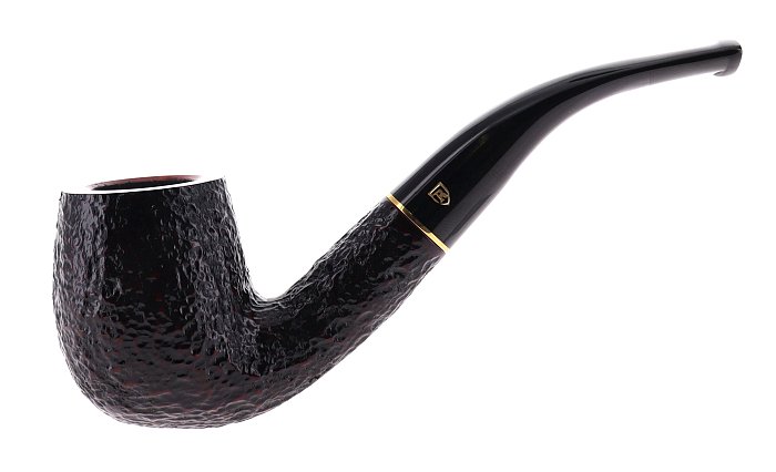 Pipa Savinelli Roma 601, rusticata marrone, shape piccola Billiard curva, filtro 6mm
