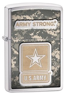 Zippo Us Military ARMY Brushed Chrome Laser