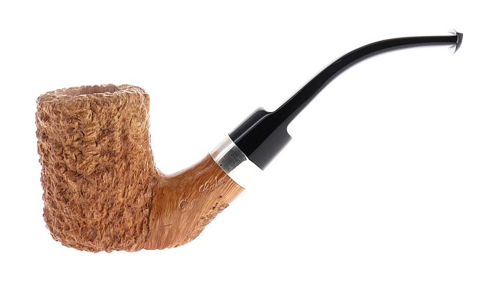 Pipa DON CARLOS RUSTICATA chiara shape stand up half bent billiard silver ring