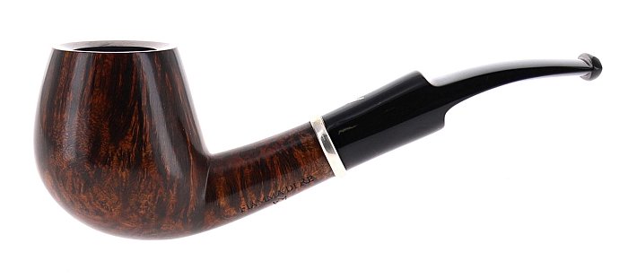 Pipa FIAMMA DI RE 1 CORONA ♛ liscia marrone shape half bent apple vera in argento