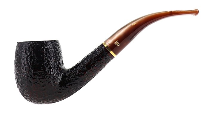 Pipa Savinelli Roma Lucite 606 KS, rusticata marrone, shape Billiard curva, filtro 9mm