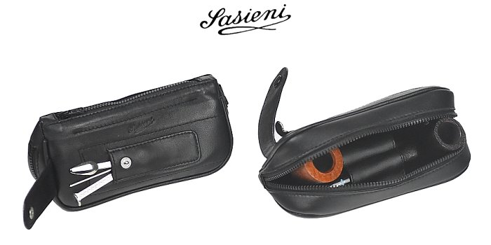 Sasieni- Borsa Vitello 2 Pipe e Tabacco - Nero