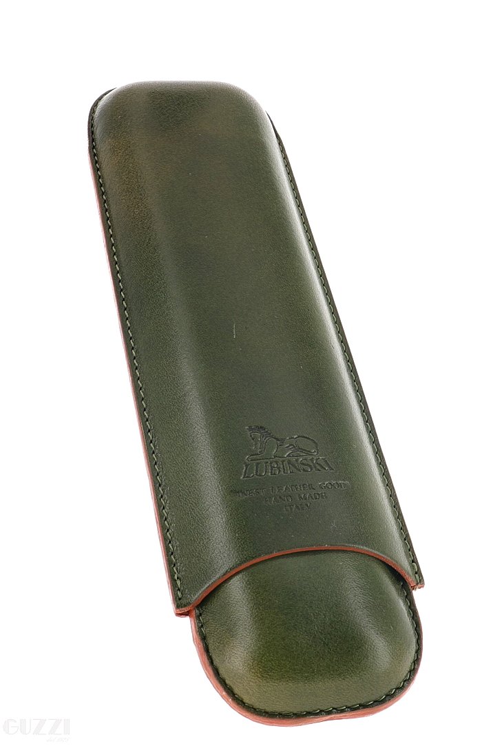 Lubinski - Porta Sigari in cuoio ROUND -  2 CHURCHILLS -  Verde/Marrone