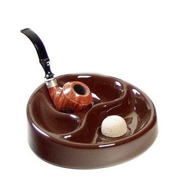 Lubinski - Posacenere con Battipipa Ceramica Marrone con 3 Poggiapipe
