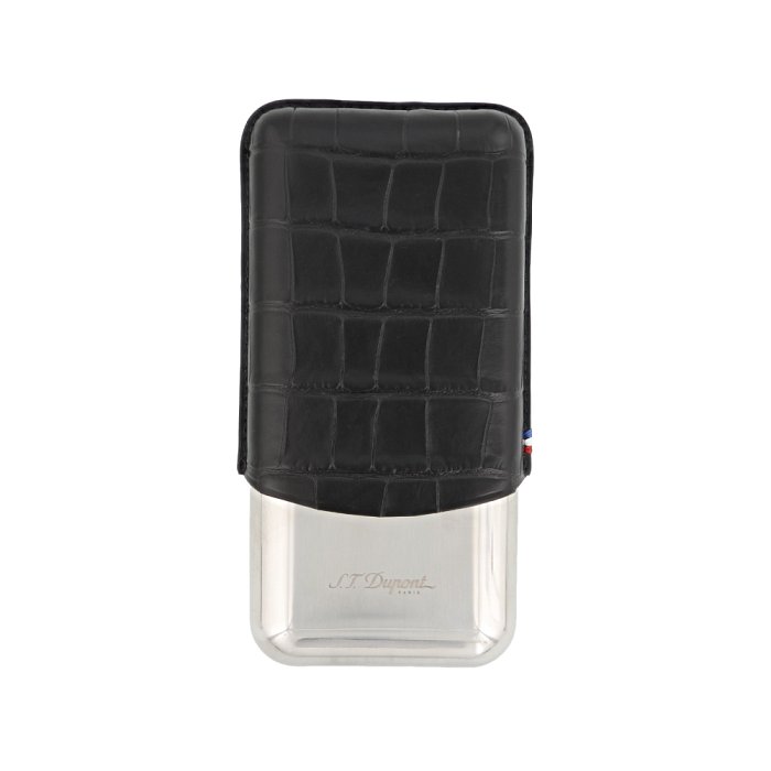 ST Dupont - DANDY - Porta Sigari Triplo in Metallo e Pelle Croco Noir
