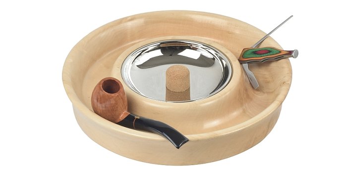 Lubinski - Posacenere tondo in Tiglio 28cm con battipipa