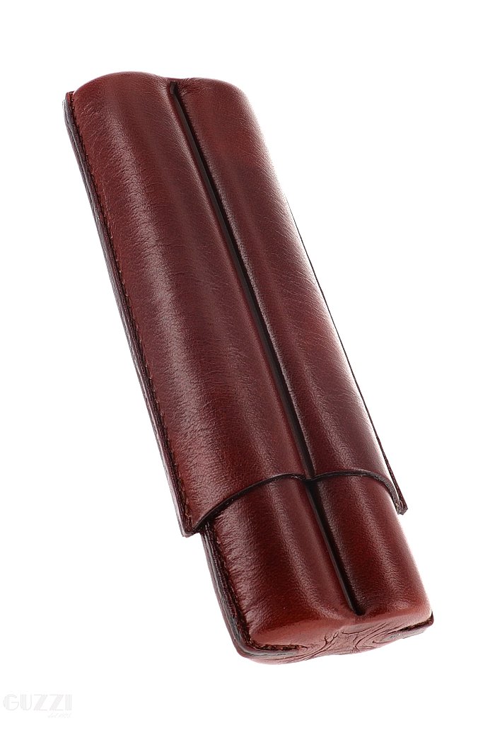 Lubinski - Porta Sigari scanalato in Cuoio - 2 Toro - Cognac