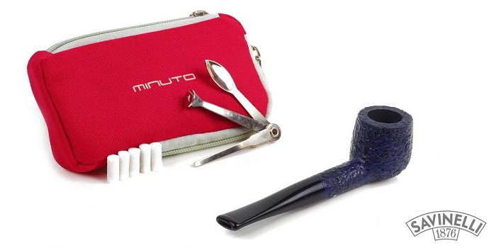 Pipa Savinelli - Minuto 109 Rusticata Dritta Blu con Kit PrimaPipa