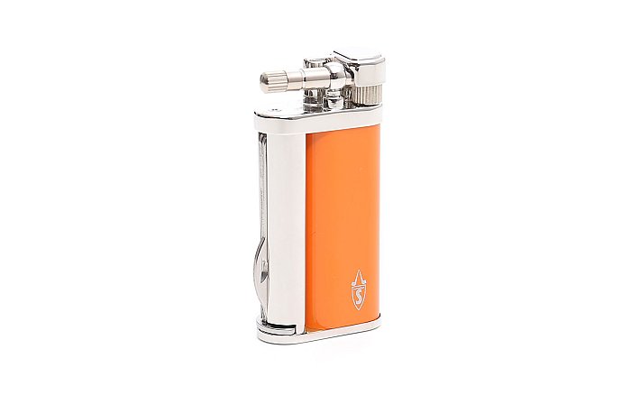 Savinelli - EDDIE Accendino Pipa Cromato Lucido e Lacca Arancione