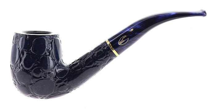 Pipa Savinelli ALLIGATOR 606 blu, finissaggio Alligator, shape Capiente Billiard curva, filtro 6mm