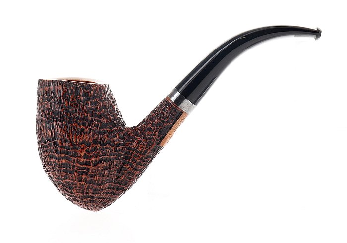Pipa Il Ceppo GRUPPO 1 sabbiata marrone shape bent pickaxe vera in argento