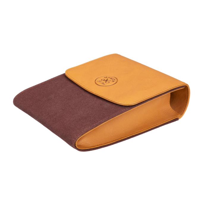 Vauen - Borsa Pelle - 2 Scomparti con Chiusura Magnetica  -  Fermi in pelle per 2 Pipe e Accessori - Bordeaux-Inserto in Canvas