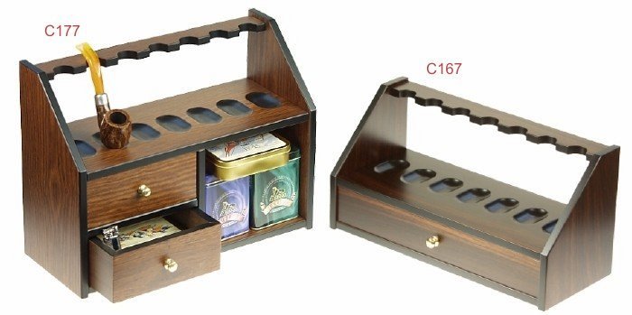 Lubinski - Portapipe 7 posti con 1 Cassetto - Palissandro