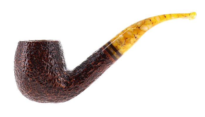 Pipa Savinelli Miele 601, rusticata brownblast, shape Bent Billiard, filtro 6mm