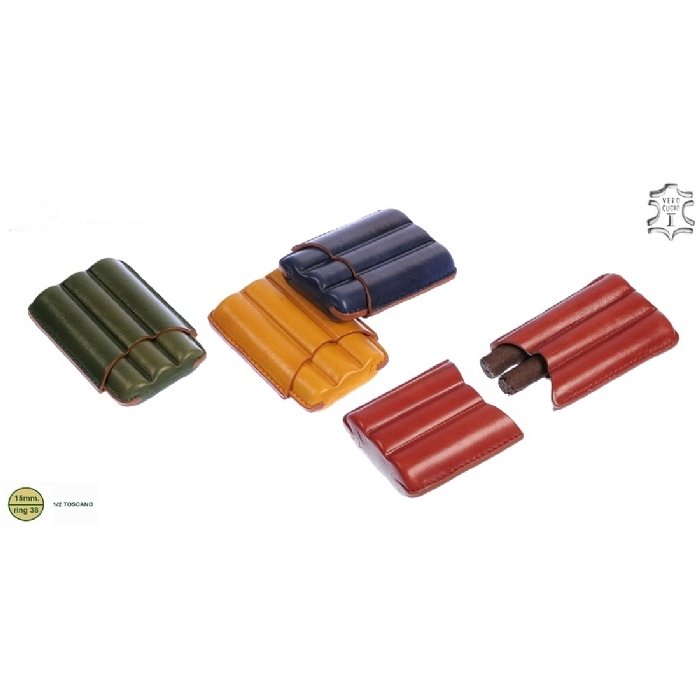 Lubinski - Astuccio Scanalato per 3 Toscanelli in Cuoio Colorato VERDE