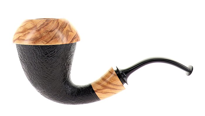 Pipa Piero Vitale ** 2 STELLE sabbiata nera shape calabash cup e vera in ulivo fornello in radica