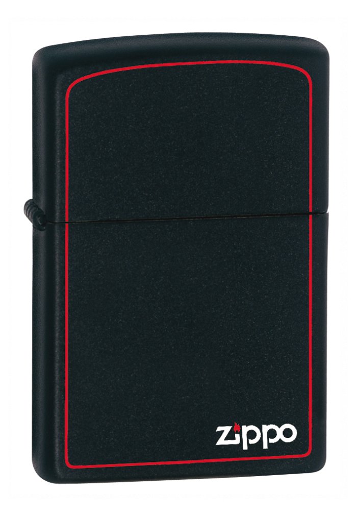 Zippo Nero Matte con Logo e Bordo