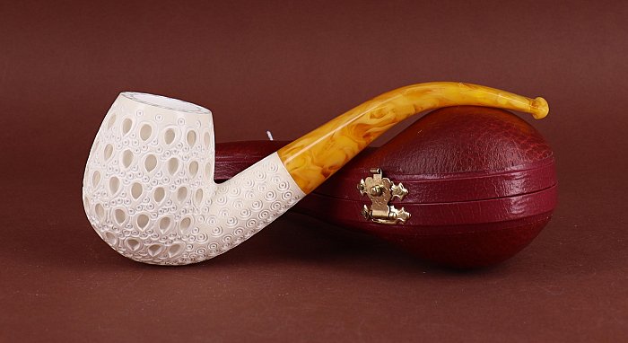 Pipa in Schiuma di mare Lubinski GRUPPO 7 AIR CONDITIONED shape bent apple