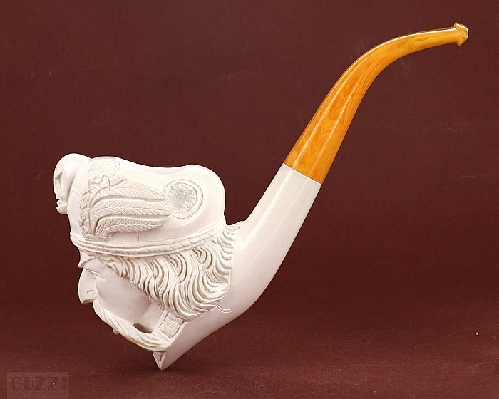 Pipa in Schiuma di mare Lubinski "Barbaro" liscia scolpita