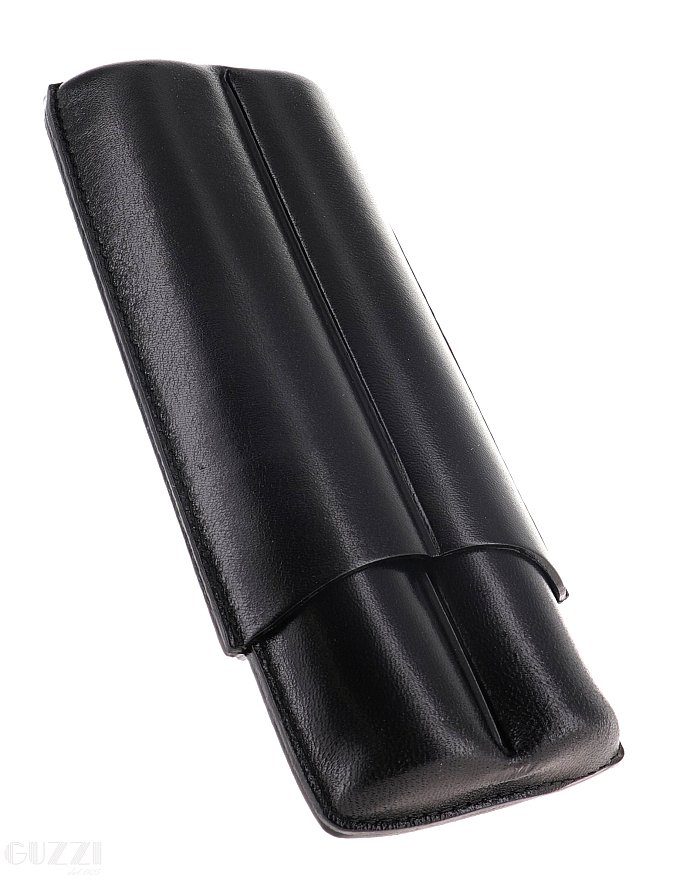 Lubinski - Porta Sigari scanalato in Cuoio - 2 Double Toro - Nero