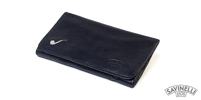 Savinelli - Busta con patta per Tabacco in Pelle di Agnello NERO