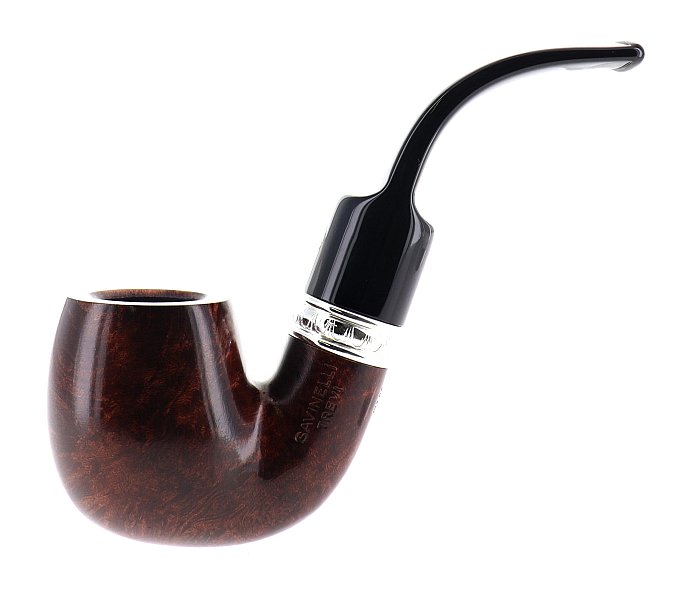 Pipa Savinelli TREVI 614 Billiard molto curva,liscia marrone scuro, filtro 6mm