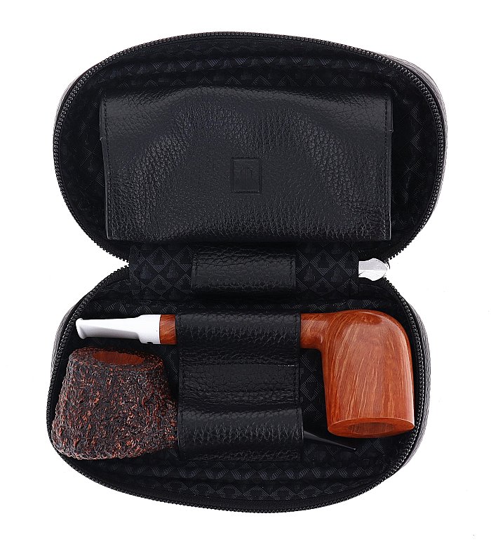 PortaPipa Castello "CASTELLO" - [2 posti + Tabacco] - Nero Martellato