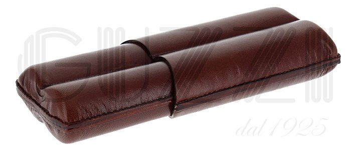 Lubinski - Porta Sigari scanalato in Cuoio - 2 Double Robusto - Marrone