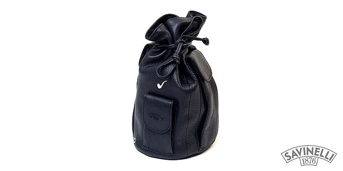 Savinelli - Borsa a Sacco per 4 Pipe in Pelle NERO