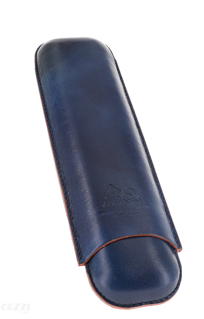 Lubinski - Porta Sigari in Cuoio Round - 2 CHURCHILL - Blu/Marrone