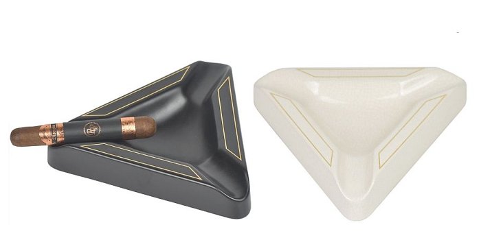 Lubinski - Posacenere Triangolo Ceramica Nero Decorato