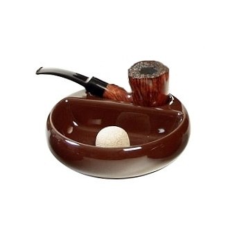 Lubinski - Posacenere con Battipipa Ceramica Marrone con Poggiapipa
