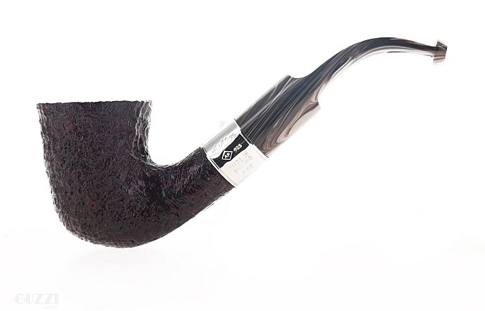 Pipa ASHTON BRINDLE XXX sabbiata marrone shape half bent dublin vera in argento