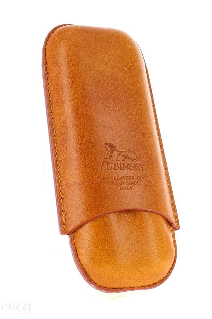 Lubinski - Porta Sigari in cuoio ROUND -  2 ROBUSTO -  Giallo/Marrone