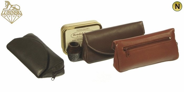 Lubinski - Borsa Nappa Testa di Moro - Marrone Scuro 3 Scomparti (Pipa-Tabacco-Accessori) con Calamita