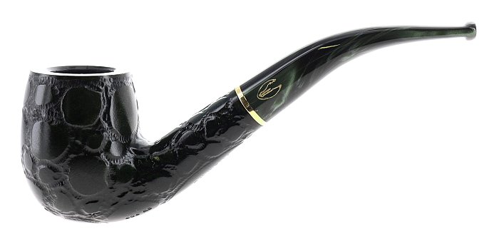 Pipa Savinelli ALLIGATOR 606 verde, finissaggio Alligator, shape Capiente Billiard curva, filtro 9mm