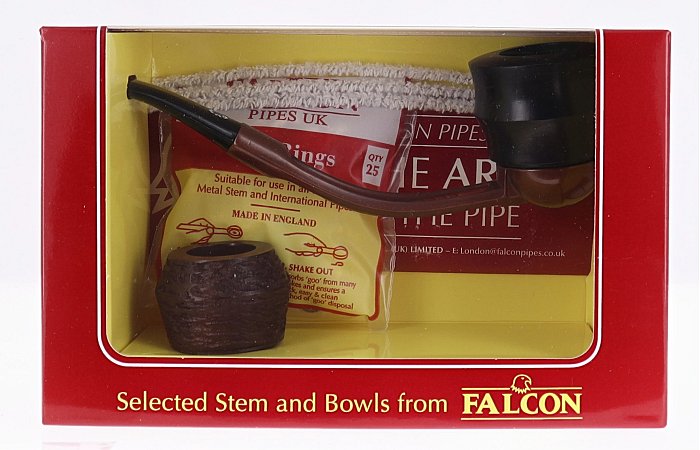 Pipa FALCON base alluminio marrone curva con teste Bulldog e Playmouth