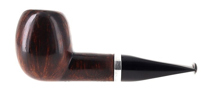 Pipa BACIGALUPI 2 VELE REVERSE CALABASH liscia marrone shape magnum apple vera in argento foratura centrale