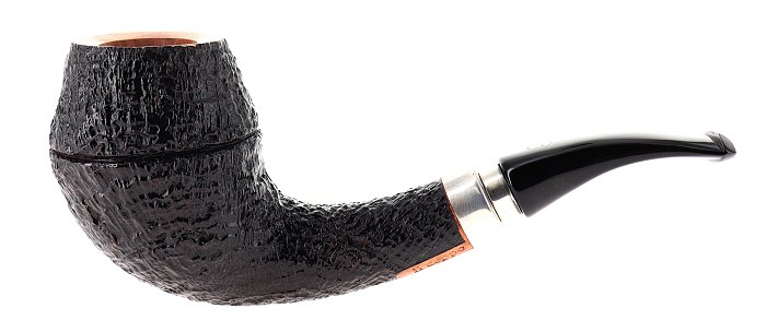 Pipa Il Ceppo GRUPPO 1 sabbiata nera shape rounded bulldog semicurva doppia vera in argento
