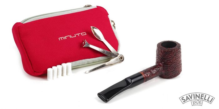Pipa Savinelli - Minuto 310 Rusticata Dritta Bruna con Kit PrimaPipa