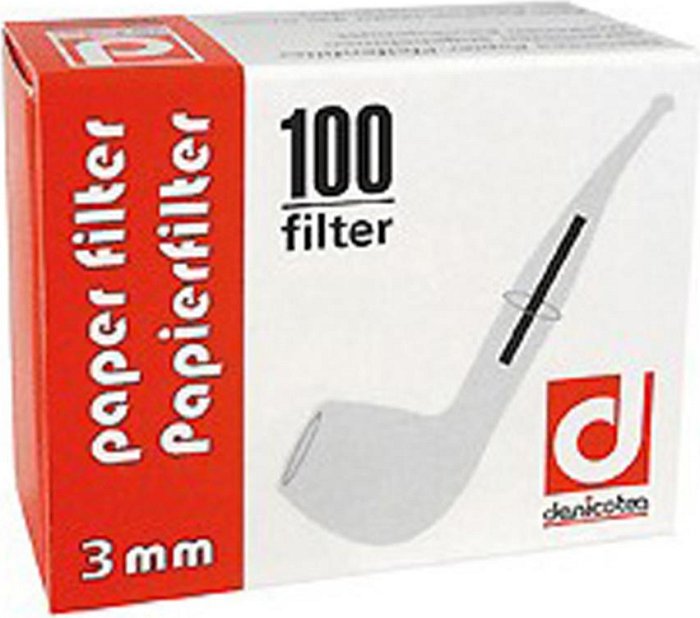 Denicotea - 100 Filtri in carta per Pipa - 3 mm