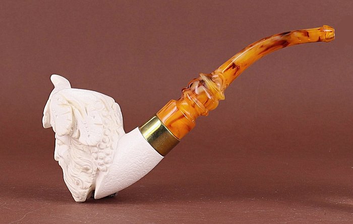 Pipa in Schiuma di mare Altinay decorata shape freehand bacco vera in ottone