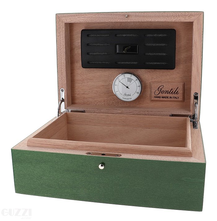 Gentili - Humidor Scatola Umidificata in Bolivar Verde per 20 Sigari o Toscani