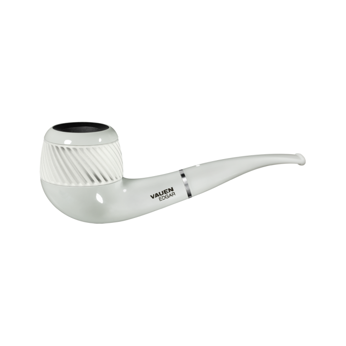 Pipa Vauen - Edgar - Laccata Semicurva - Bianca - Filtro 9mm