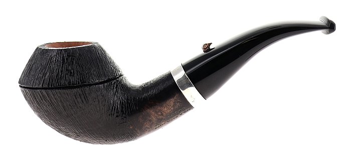 Pipa L'Anatra dalle Uova d'Oro PETTINATA nera shape half bent rhodesian con vera in argento