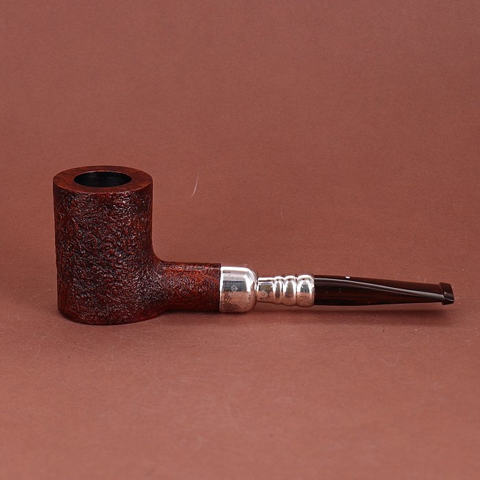 Pipa Dunhill CUMBERLAND 5122 sabbiata marrone shape stand up poker vera e spigot in argento